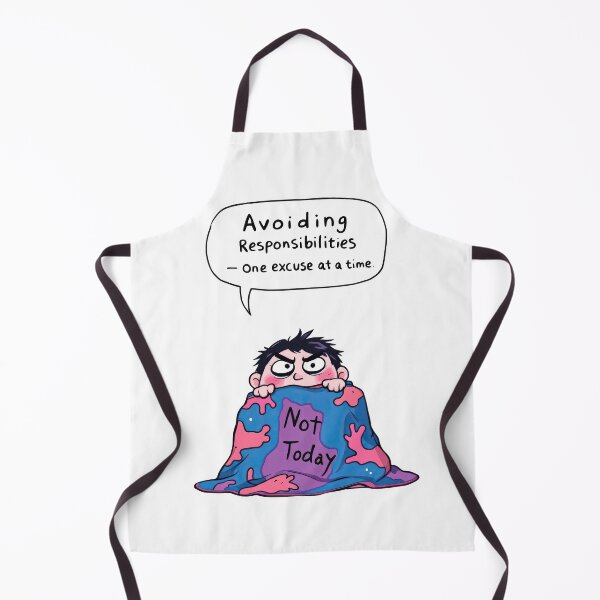 Item preview, Cartoon of a man sitting in bed with a pillow with a sign saying avoiding responsibilities designed and sold by cafegrafis.