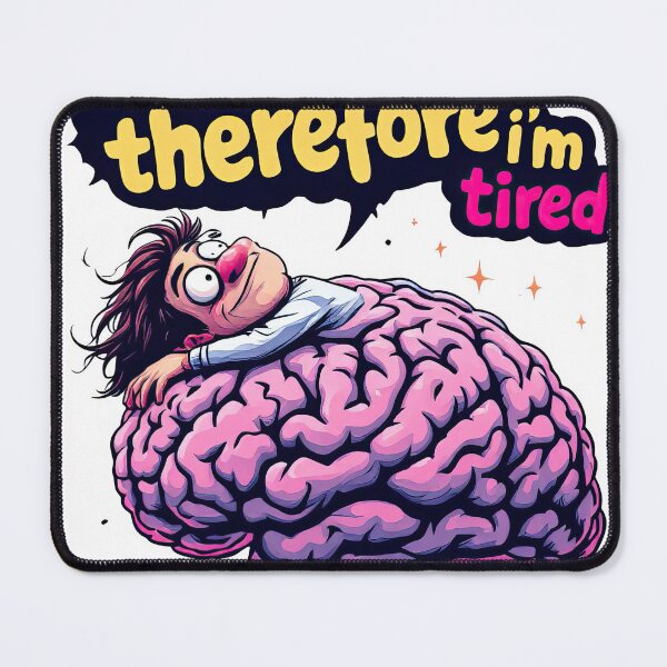 Item preview, A cartoon image of a person sleeping on a brain with a thought bubble above it designed and sold by cafegrafis.