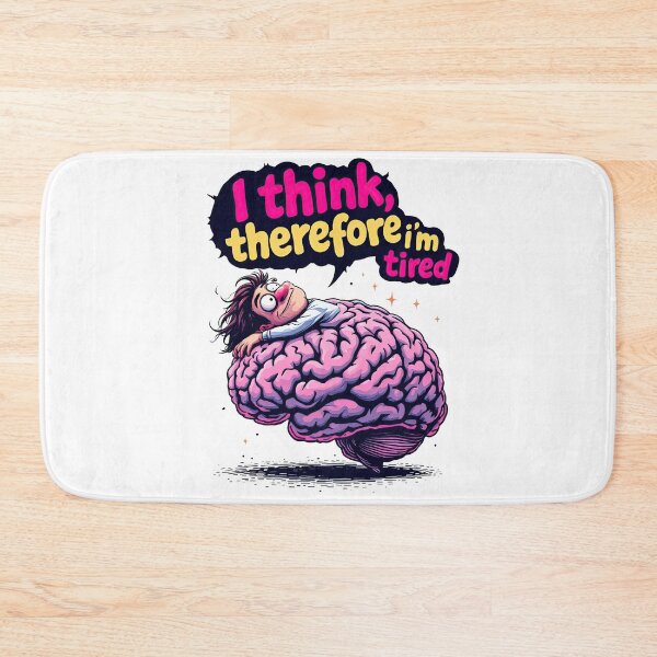 Item preview, A cartoon image of a person sleeping on a brain with a thought bubble above it designed and sold by cafegrafis.