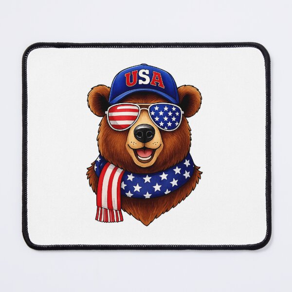 Item preview, Patriotic Bear with American Flag Glasses and Scarf designed and sold by haitrieuic96.