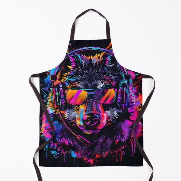 Item preview, Neon Wolf Gamer – Colorful Headset & Sunglasses Street Art designed and sold by ArgentoArt.