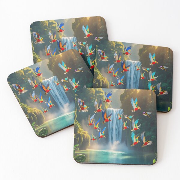 Item preview, Exotic Birds Soaring Over Jungle Waterfall Paradise designed and sold by Max Store.