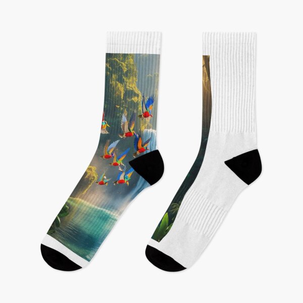 Item preview, Exotic Birds Soaring Over Jungle Waterfall Paradise designed and sold by Max Store.
