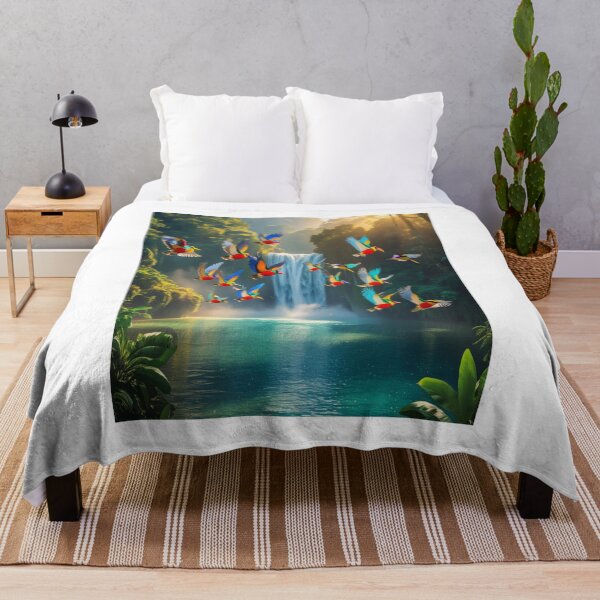 Item preview, Exotic Birds Soaring Over Jungle Waterfall Paradise designed and sold by Max Store.