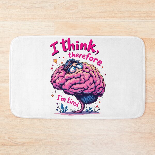 Item preview, A cartoon brain with glasses and a caption that says I think there is designed and sold by cafegrafis.