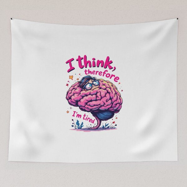 Item preview, A cartoon brain with glasses and a caption that says I think there is designed and sold by cafegrafis.