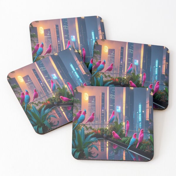 Item preview, Neon Birds Urban Rooftop Garden Night designed and sold by Max Store.