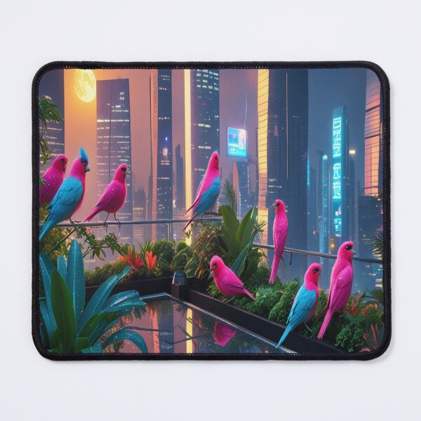 Item preview, Neon Birds Urban Rooftop Garden Night designed and sold by Max Store.