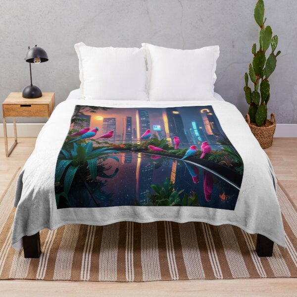 Item preview, Neon Birds Urban Rooftop Garden Night designed and sold by Max Store.