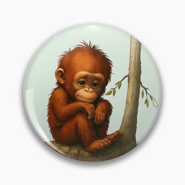 Item preview, Melancholic Orangutan – Vintage Emotional Illustration designed and sold by DakotaPoppin.
