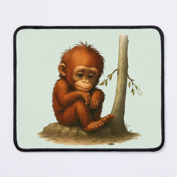 Item preview, Melancholic Orangutan – Vintage Emotional Illustration designed and sold by DakotaPoppin.