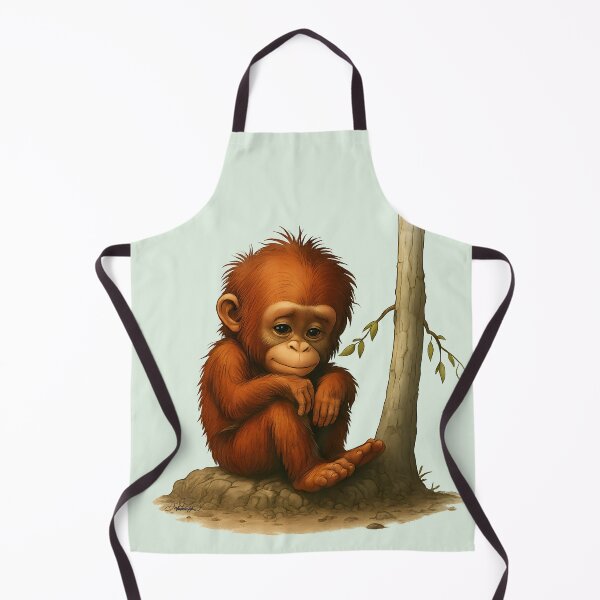 Item preview, Melancholic Orangutan – Vintage Emotional Illustration designed and sold by DakotaPoppin.