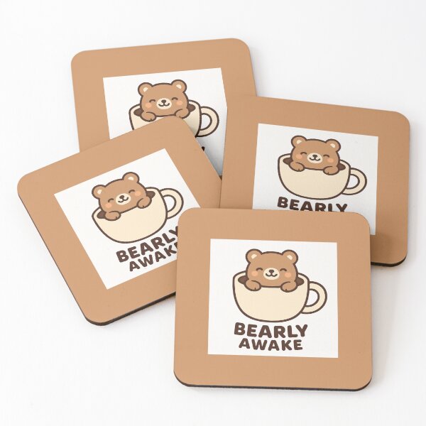Item preview, Chubby bear sitting inside a coffee mug Bearly Awake designed and sold by RonBear-Designs.