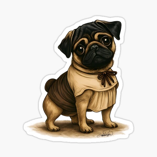 Item preview, Pug Dog with Bow – Adorable Vintage Pet designed and sold by DakotaPoppin.