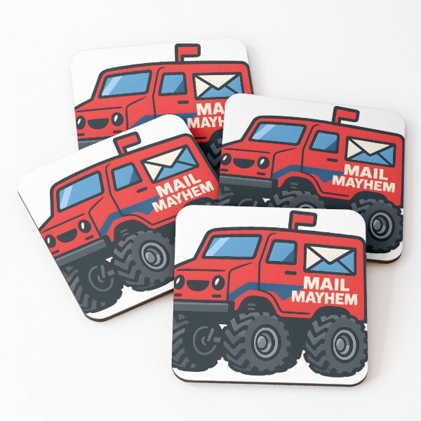 Item preview, Mail Mayhem – Red Cartoon Postal Monster Truck Sticker for Kids designed and sold by kristy234.