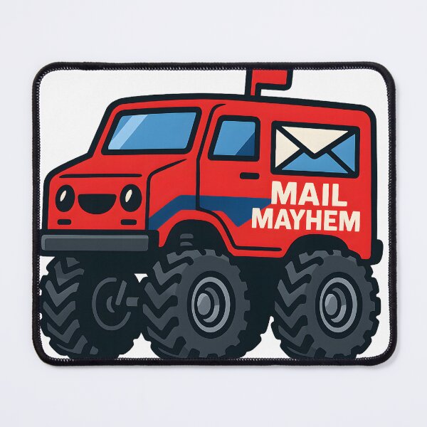 Item preview, Mail Mayhem – Red Cartoon Postal Monster Truck Sticker for Kids designed and sold by kristy234.
