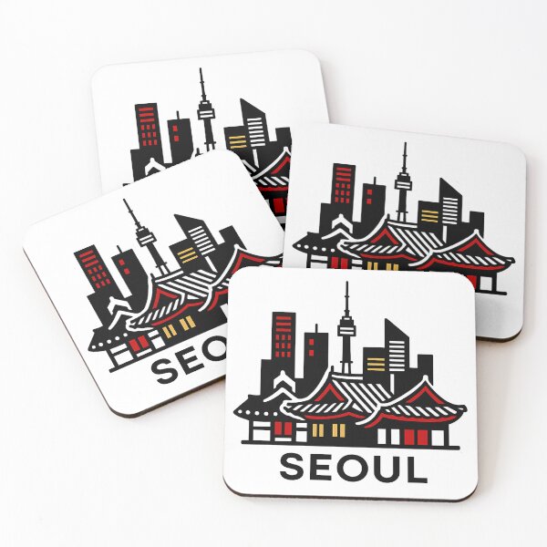 Item preview, Seoul Skyline & Hanok Rooftops – Minimalist Korean Cityscape Art designed and sold by bloomling.