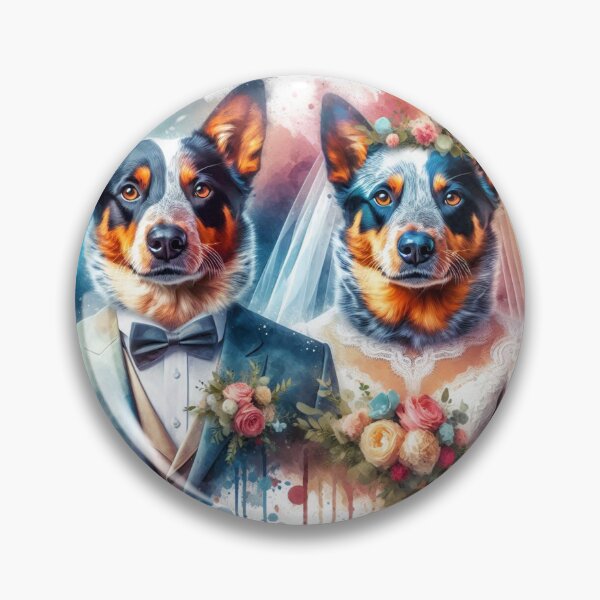 Item preview, Watercolor Australian Cattle Dogs Wedding Portrait designed and sold by Wags & Tails.
