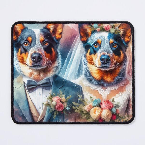 Item preview, Watercolor Australian Cattle Dogs Wedding Portrait designed and sold by Wags & Tails.