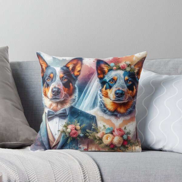 Item preview, Watercolor Australian Cattle Dogs Wedding Portrait designed and sold by Wags & Tails.