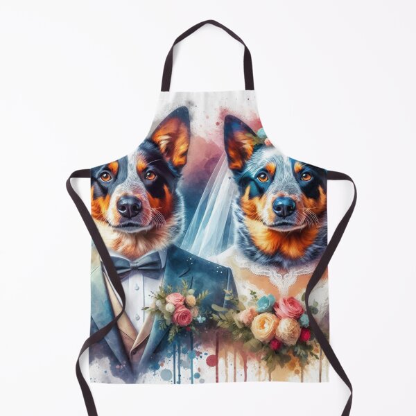 Item preview, Watercolor Australian Cattle Dogs Wedding Portrait designed and sold by Wags & Tails.