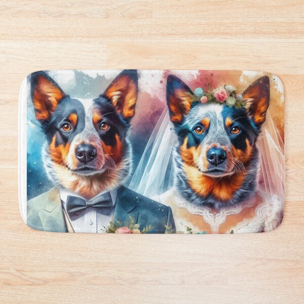 Item preview, Watercolor Australian Cattle Dogs Wedding Portrait designed and sold by Wags & Tails.