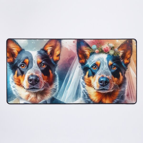 Item preview, Watercolor Australian Cattle Dogs Wedding Portrait designed and sold by Wags & Tails.