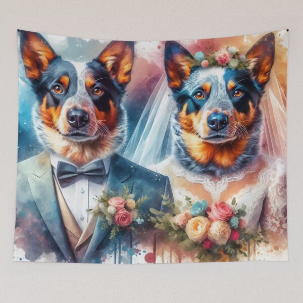 Item preview, Watercolor Australian Cattle Dogs Wedding Portrait designed and sold by Wags & Tails.