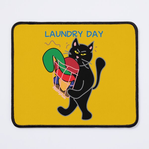 Item preview, Laundry day of black cat designed and sold by fluffyfamcraft.