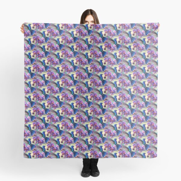 Item preview, Beautiful Blue Tropical Hummingbird in Orchid Flowers Painting  designed and sold by Yogibear0009.