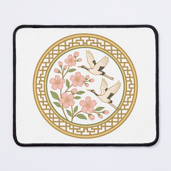 Item preview, Gyeongbokgung Cherry Blossom Cranes – Traditional Korean Palace Vector designed and sold by bloomling.
