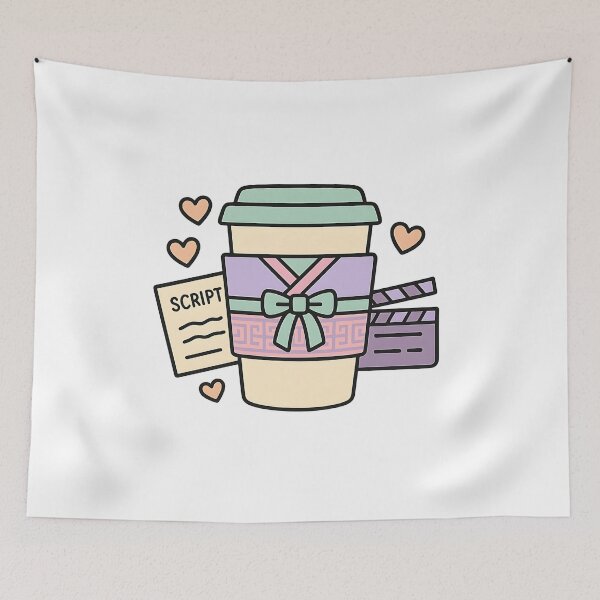 Item preview, K-Drama Coffee Cup in Hanbok Sleeve – Romantic Korean Pastel Vector Art designed and sold by bloomling.