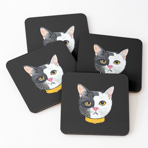 Artikelvorschau, Split-Face-Katze – Launisches Miauen in Monochrom entworfen und verkauft von Hari Arts.