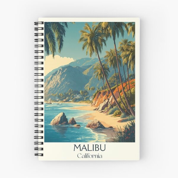 Item preview, Malibu California Vintage Travel Poster | Coastal Beach Art designed and sold by TuncGK.