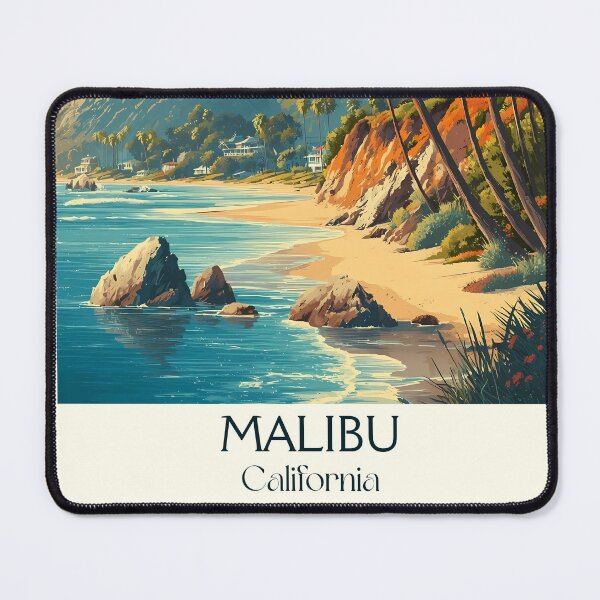 Item preview, Malibu California Vintage Travel Poster | Coastal Beach Art designed and sold by TuncGK.