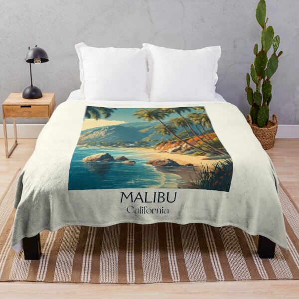 Item preview, Malibu California Vintage Travel Poster | Coastal Beach Art designed and sold by TuncGK.