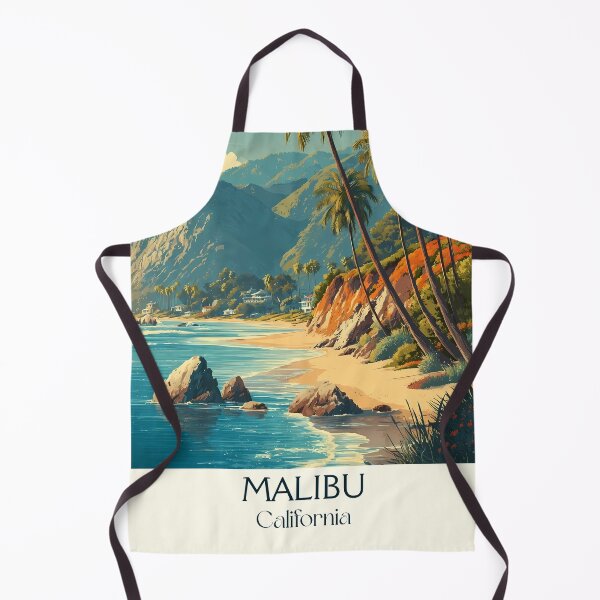Item preview, Malibu California Vintage Travel Poster | Coastal Beach Art designed and sold by TuncGK.