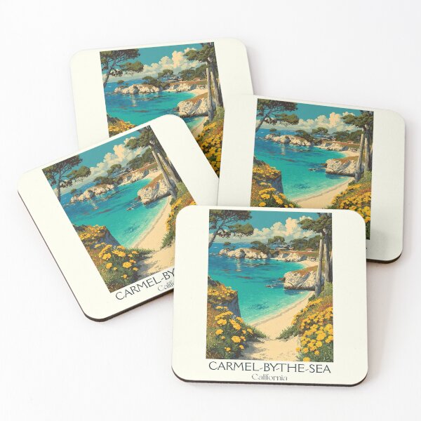 Item preview, Carmel-by-the-Sea California Retro Poster | Beach Cove Art designed and sold by TuncGK.