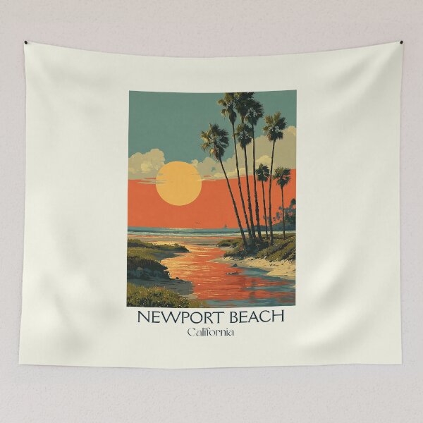 Item preview, Newport Beach California Retro Sunset Poster | Orange County designed and sold by TuncGK.