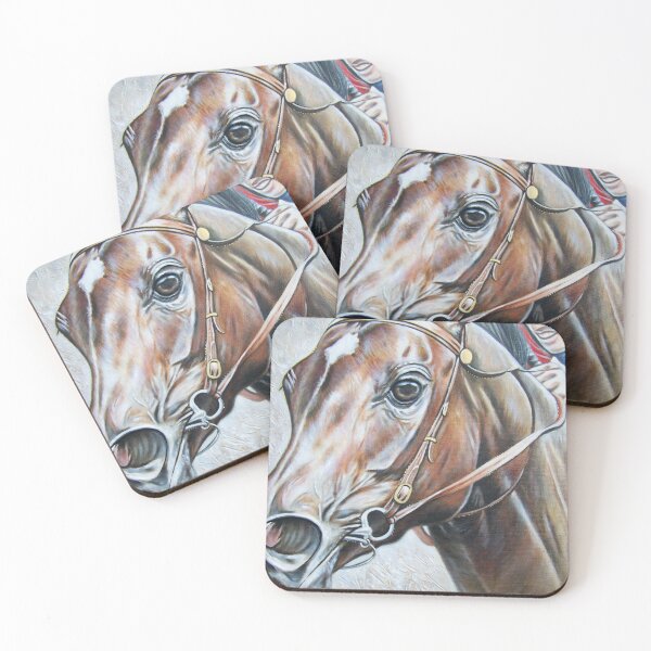 Item preview, Oil painting of thoroughbred racehorse mare with jockey designed and sold by Tahnja Wolter.