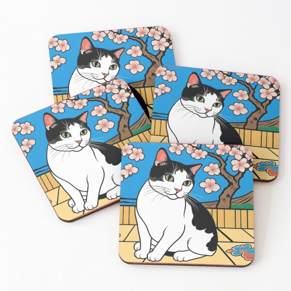 Item preview, Hanafuda Plum Tree with Cat – Peaceful Japanese Vibes designed and sold by LEO'S CREATURE　れおずくりーちゃー.