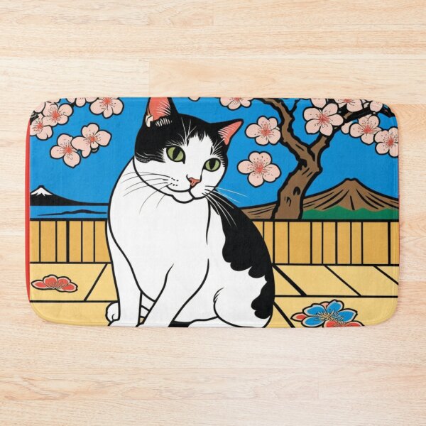 Item preview, Hanafuda Plum Tree with Cat – Peaceful Japanese Vibes designed and sold by LEO'S CREATURE　れおずくりーちゃー.