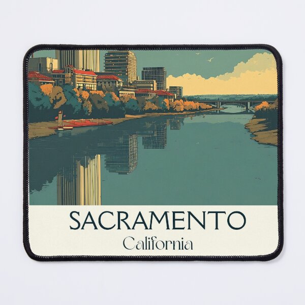 Item preview, Sacramento California Vintage Poster | Tower Bridge Cityscape designed and sold by TuncGK.
