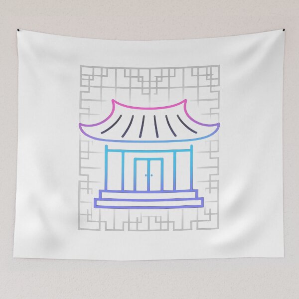 Item preview, Neon Korean Hanok House – Cyber Glow Traditional Architecture Vector designed and sold by bloomling.