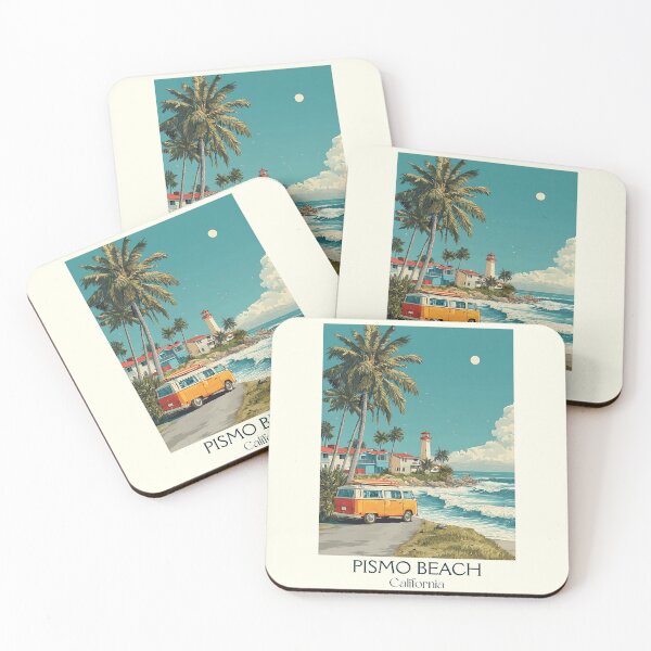 Item preview, Pismo Beach California Vintage Poster | Classic Hippie Bus Art designed and sold by TuncGK.