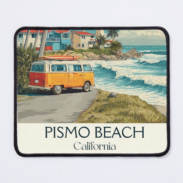 Item preview, Pismo Beach California Vintage Poster | Classic Hippie Bus Art designed and sold by TuncGK.
