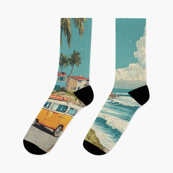 Item preview, Pismo Beach California Vintage Poster | Classic Hippie Bus Art designed and sold by TuncGK.