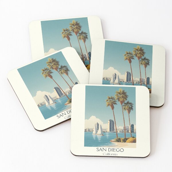 Item preview, San Diego California Vintage Travel Poster | City Skyline Art designed and sold by TuncGK.