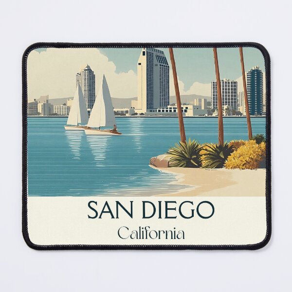 Item preview, San Diego California Vintage Travel Poster | City Skyline Art designed and sold by TuncGK.