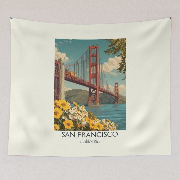 Item preview, San Francisco California Vintage Poster | Golden Gate Bridge designed and sold by TuncGK.